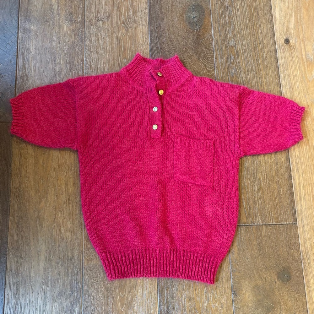 VINTAGE 80s Rainbow Ridge Cropped Sweater, Pink, Small